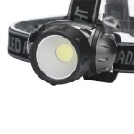 LED flashlight, led type COB, white light, black and silver color, waterproof
